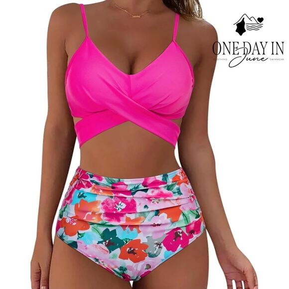 CharmLeaks Cross Front Tie Wrap High Waist Bikini Size S - Picture 1 of 5